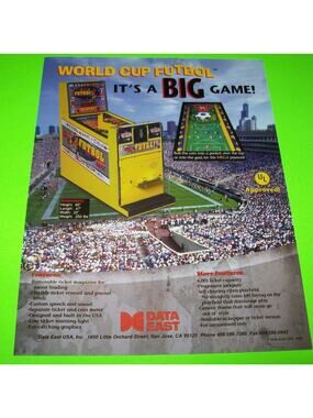 World Cup Futbol Arcade FLYER Original NOS Game Vintage Retro Art Football